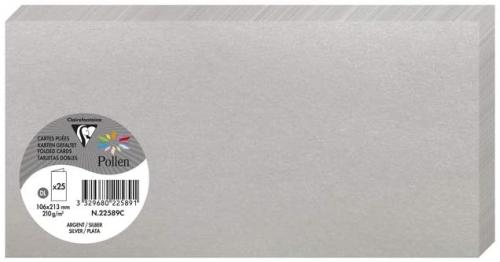 Clairefontaine 22589C – Paquet de 25 cartes doubles Pollen de couleur Argent Irisé format 106x213 mm 210g