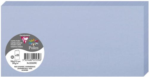 Clairefontaine 22539C – Paquet de 25 cartes doubles Pollen de couleur Bleu Lavande format 106x213 mm 210g