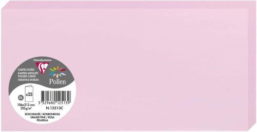 Clairefontaine 12513C – Paquet de 25 cartes doubles Pollen de couleur Rose Dragée format 106x213 mm 210g