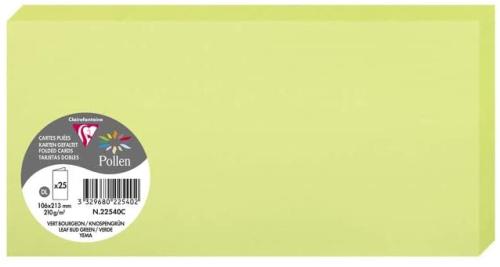 Clairefontaine 22540C – Paquet de 25 cartes doubles Pollen de couleur Vert Bourgeon format 106x213 mm 210g