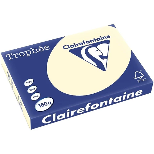 Clairefontaine Trophée - Papier Couleur - A3 (297 x 420 mm) - 160 g/m² - 250 feuilles - Ivoire