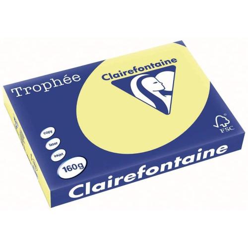 Clairefontaine Trophée - Papier Couleur - A3 (297 x 420 mm) - 160 g/m² - 250 feuilles - Jaune jonquille