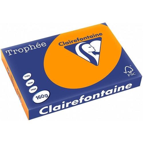 Clairefontaine Trophée - Papier Couleur - A3 (297 x 420 mm) - 160 g/m² - 250 feuilles - Orange Vif