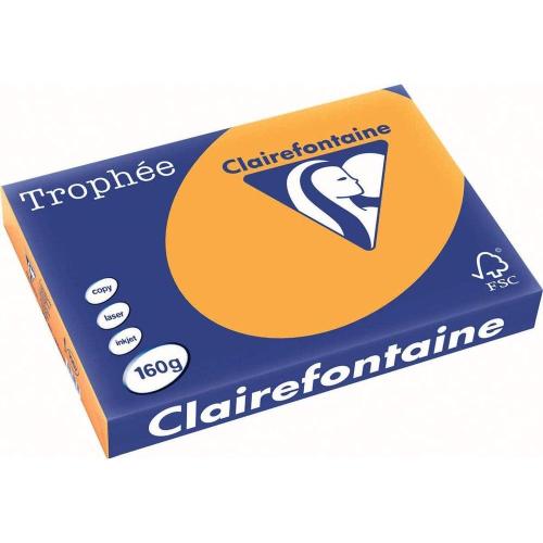 Clairefontaine Trophée - Papier Couleur - A3 (297 x 420 mm) - 160 g/m² - 250 feuilles - Clémentine