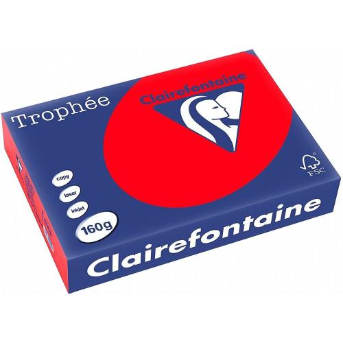 Clairefontaine Trophée - Papier Couleur - A4 (210 x 297 mm) - 160 g/m² - 250 feuilles - Rouge Corail