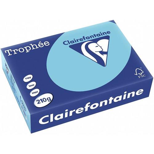 Clairefontaine Trophée - Papier Couleur - A4 (210 x 297 mm) - 210 g/m² - 250 feuilles - Bleu Alizé