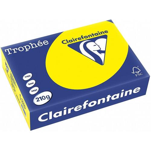 Clairefontaine Trophée - Papier Couleur - A4 (210 x 297 mm) - 210 g/m² - 250 feuilles - Jaune soleil
