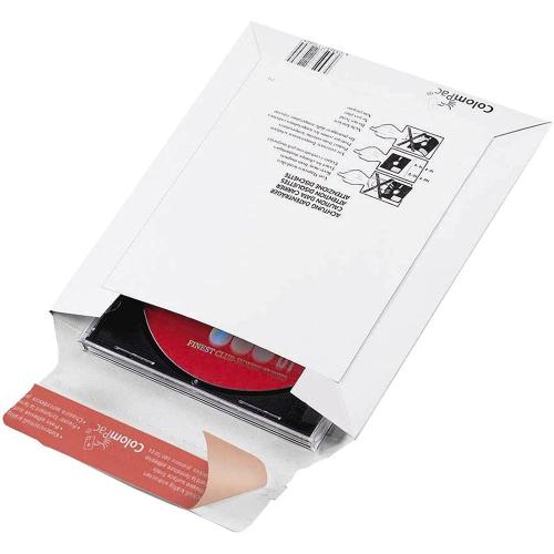 ColomPac - Enveloppe cartonnée - CD-ROM - avec bande auto-adhésive - carton blanc