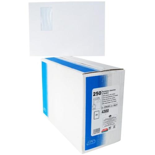 GPV Everyday 4300 - Enveloppe vélin blanc - format A4 (229x324 mm) - 90g/m² - avec bande auto-adhésive - fenêtre 50x100 - Boite de 250