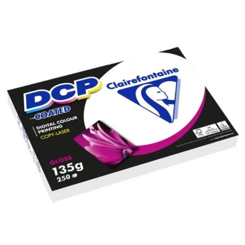 Ramette Papier A3 135g DCP Coated Glossy Clairefontaine Blanc - 250 feuilles au format A4 (21x29,7cm)