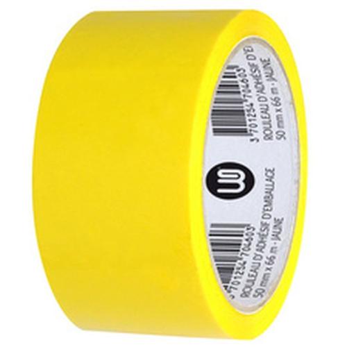 Wonday ruban adhésif d'emballage jaune en PP, 50 mm x 66 m, épaisseur 45 microns, forte adhérence, sans solvants