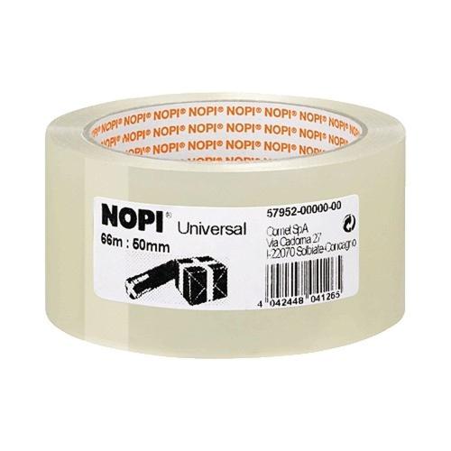 NOPI ruban adhésif d'emballage transparent en PP, 50 mm x 66 m, épaisseur 45 microns, forte adhérence, sans solvants